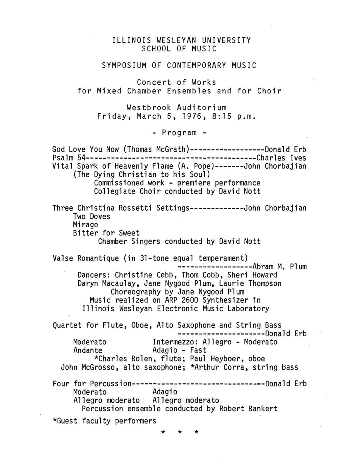 Concert Program from 1976