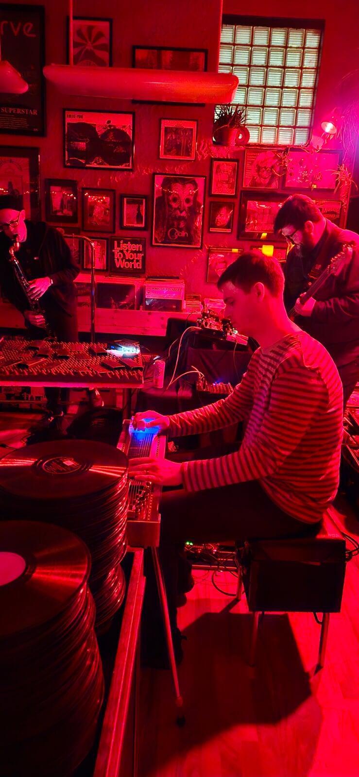 Nate jams with the band